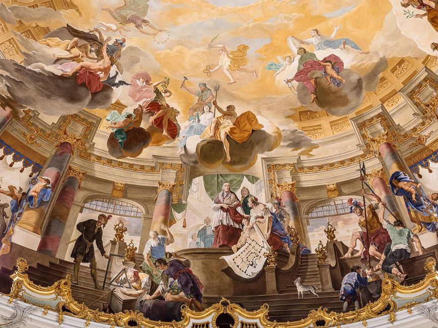 Image: Dr. Manfred Schneider, Nußloch, www.manfred-schneider.de Bruchsal Palace, Painted ceiling in the domed hall