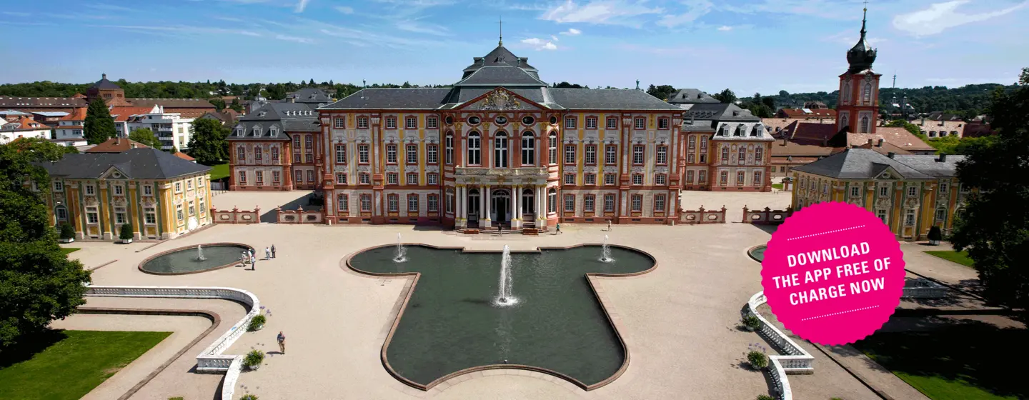 photo: Staatliche Schlösser und Gärten Baden-Württemberg, Achim Mende Bruchsal Palace, aerial view of the garden side